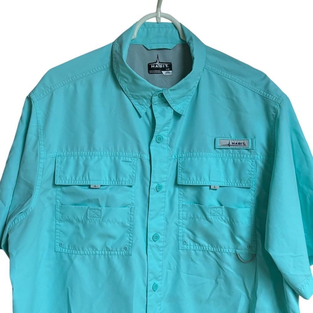 Habit Mens S/S Turquoise Active Fishing Shirt NWOT - Size Large 7 0474 - Picture 2 of 6